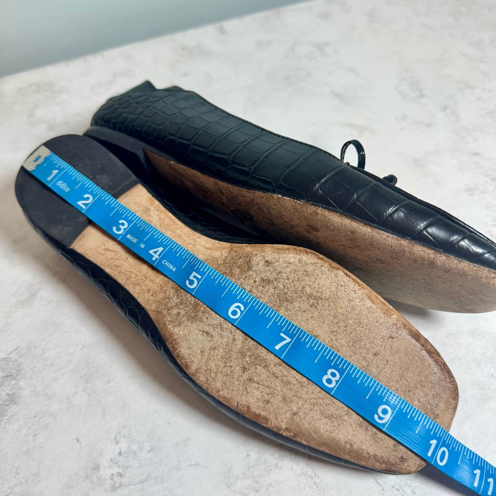 Women's Tory Burch Charm Croco Leather Loafers Size 7.5 Brown Black - Picture 9 of 10
